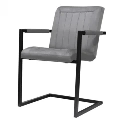 Eetkamerstoel - Lara met leuning - stof Element grijs 03