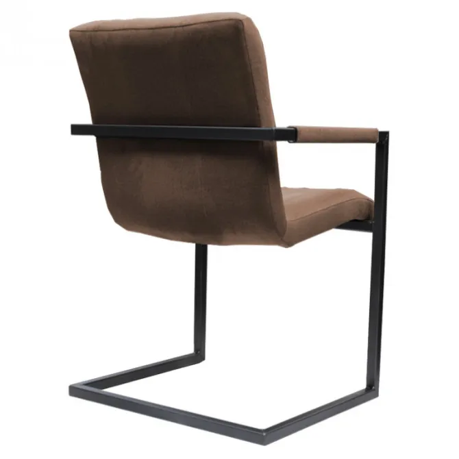 Eetkamerstoel - Lara met leuning - stof Element grijsbruin 05