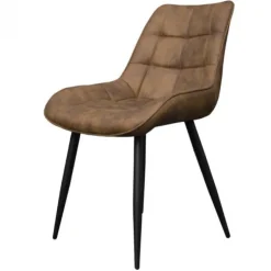 Eetkamerstoel - Loena - stof Cowboy retro lederlook taupe