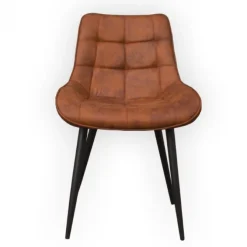 Eetkamerstoel - Loena - stof Cowboy retro lederlook cognac