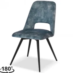 Eetkamerstoel - Malmo - Draaibaar - stof Velours Adore Niagara blauw