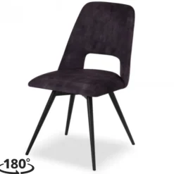 Eetkamerstoel - Malmo - Draaibaar - stof Velours Adore Donkergrijs