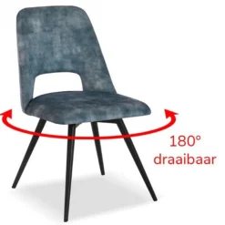 Eetkamerstoel - Malmo - Draaibaar - stof Velours Adore Donkergrijs