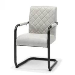 Eetkamerstoel - Monaco - stof Maya lederlook lichtgrijs