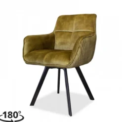 Eetkamerstoel - Peter - Draaibaar - stof Velours Adore green