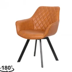 Eetkamerstoel - Ringo - Draaibaar - Lederlook cognac