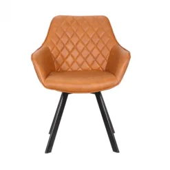 Eetkamerstoel - Ringo - Draaibaar - Lederlook cognac