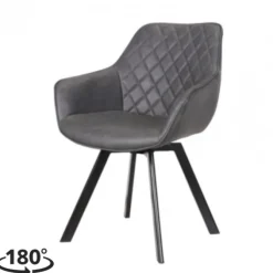 Eetkamerstoel - Ringo - Draaibaar - Lederlook antraciet