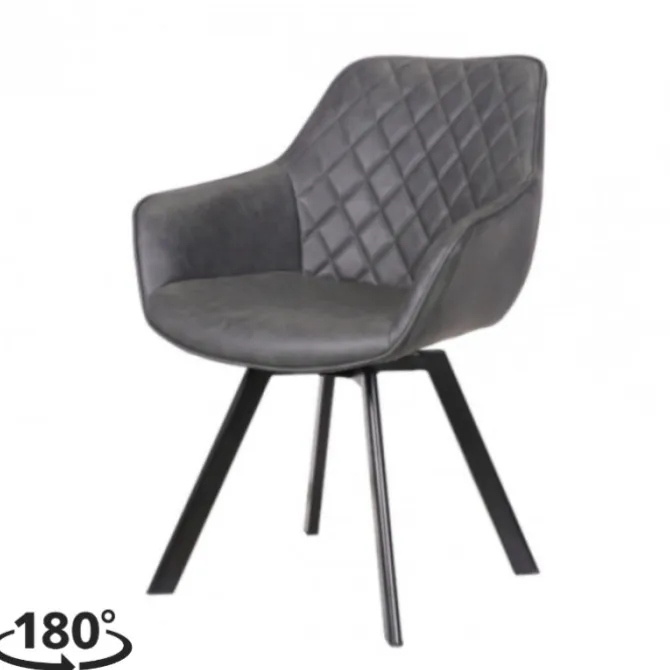 Eetkamerstoel - Ringo - Draaibaar - Lederlook antraciet