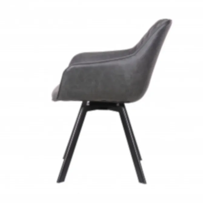 Eetkamerstoel - Ringo - Draaibaar - Lederlook antraciet