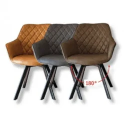 Eetkamerstoel - Ringo - Draaibaar - Lederlook antraciet