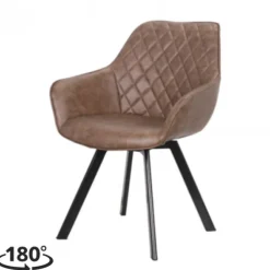 Eetkamerstoel - Ringo - Draaibaar - Lederlook bruin