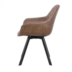 Eetkamerstoel - Ringo - Draaibaar - Lederlook bruin