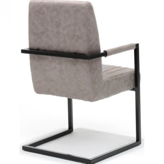 Eetkamerstoel - Sanne - Lederlook Soft Pebble - Met armleuning