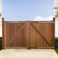 Elephant Dubbele poort hardhout bankirai Belmonte set incl. beslag en 2 palen en steunpiket (300 x 180 cm)