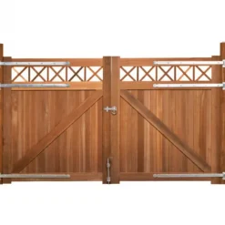 Elephant Dubbele poort hardhout bankirai Belmonte set met trellis en 2 palen en steunpiket (300 x 180 cm)