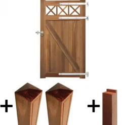 Elephant Poort hardhout bankirai Belmonte set met trellis incl. beslag en 2 palen en steunpiket (100 x 180 cm)