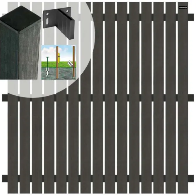 Elephant Schutting set composiet Dark Line antraciet met antraciet aluminium frame (7,54 meter)