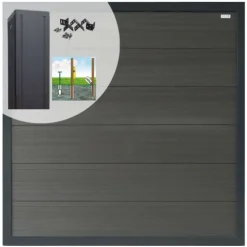 Elephant Schutting set composiet Forte antraciet met antraciet aluminium kader (9,41 meter)