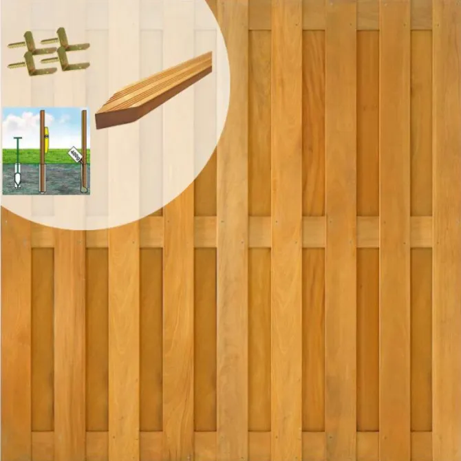 Elephant Schutting set hardhout almendrillo geolied recht 17L rvs (7,55 meter)