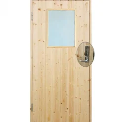 Enkele deur met raam incl. kozijn en beslag - Linksdraaiend - Onbehandeld - 88,6 x 197,8 cm
