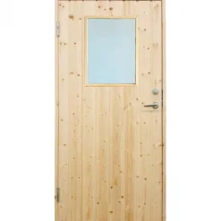 Enkele deur met raam incl. kozijn - Linksdraaiend - Onbehandeld - 88,6 x 197,8 cm