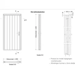 Enkele plaatdeur met kozijn - linksdraaiend - zwart - 930 x 2115 mm incl. beslag