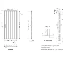 Enkele plaatdeur met kozijn - rechtsdraaiend - zwart - 930 x 2115 mm incl. beslag
