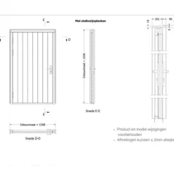 Enkele plaatdeur XL met kozijn - linksdraaiend - zwart - 1200 x 2115 mm incl. beslag