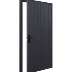 Enkele plaatdeur XL met kozijn - rechtsdraaiend - zwart - 1200 x 2115 mm incl. beslag