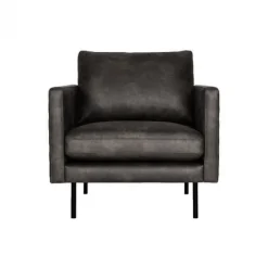 Fauteuil - Daisy - met doorgestikte armleuning - leer Colorado antraciet 01