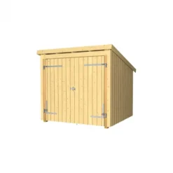 Gesloten berging dubbele deur 5 m2 onbehandeld 218 x 229 x 220 cm