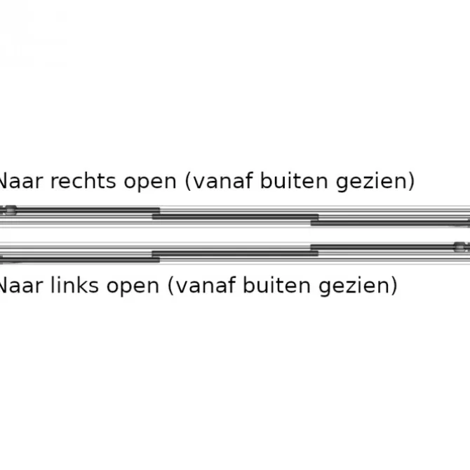 Glazen schuifwand - Rechts schuivend - H 2270 mm x B max. 3405 mm - RAL 9016 verkeerswit