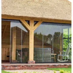 Glazen schuifwand - Rechts schuivend - H 2270 mm x B max. 3405 mm - RAL 9005 zwart