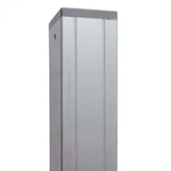 Hekpaal blank aluminium met kap en cypresse kern 6,8 x 6,8 cm