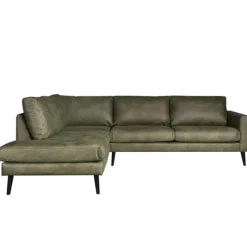 Hoekbank - Aster - links - stof lederlook Dalton groen 14