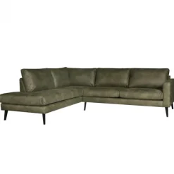 Hoekbank - Aster - links - stof lederlook Dalton groen 14