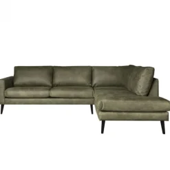 Hoekbank - Aster - rechts - stof lederlook Dalton groen 14