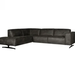 Hoekbank - Lambada - links - leer Colorado antraciet 01