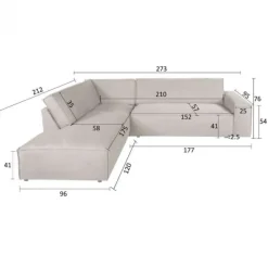 Hoekbank - Marken - links - Bjorn grof geweven beige 24