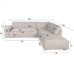 Hoekbank - Marken - rechts - Bjorn grof geweven grijs 13