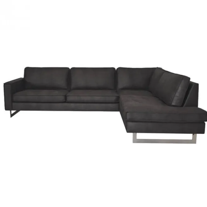 Hoekbank - Riverdance - leer Colorado - rechts - antraciet 01