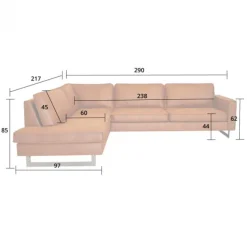 Hoekbank - Riverdance - leer Colorado - rechts - grijs 02