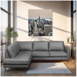 Hoekbank - Stuart - links - Lederlook Missouri antraciet 09