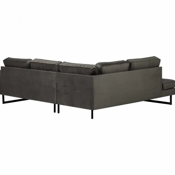 Hoekbank - Stuart - links - Velours Adore donkergrijs 68