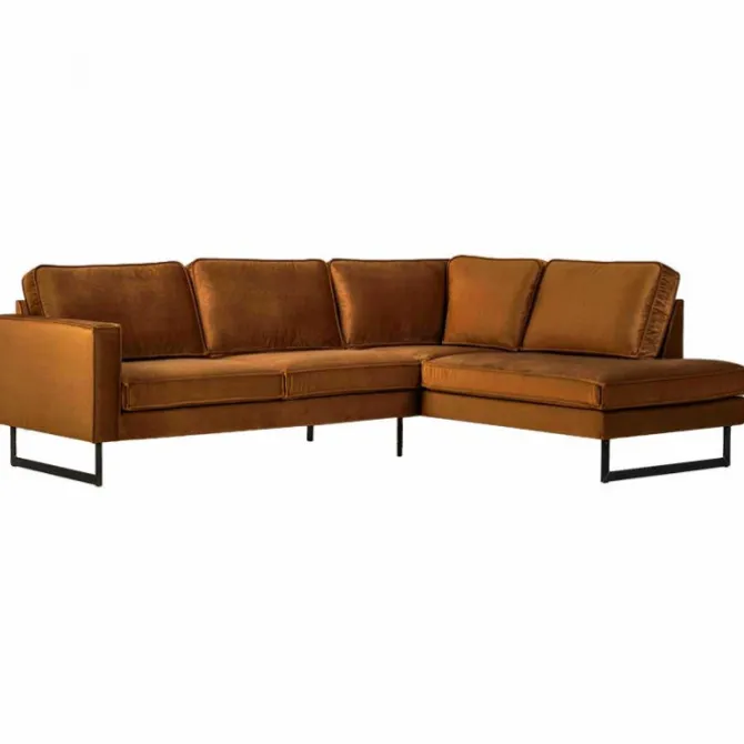 Hoekbank - Stuart - rechts - Velours Adore cognac 28