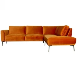 Hoekbank - Tulp - rechts - velours Brunei koper 18