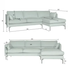 Hoekbank - Zinnia - links - stof Varese zeegroen 21