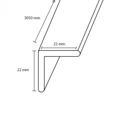 Hoeklat MDF - Helsingborg Skiffer - 22 x 22 mm 305 cm