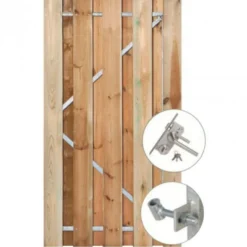 HomingXL Tuindeur Grenen recht met stalen frame groen geimpregneerd (100 x 195 cm) inclusief beslag